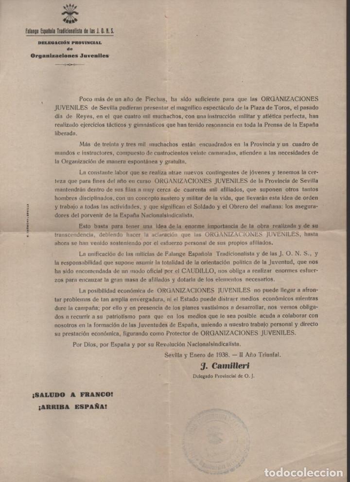 Military Antiques: SEVILLA, F.E.T. J.O.N.S. ORGANIZACIONES JUVENILES- ENERO DE 1938.- VER FOTO