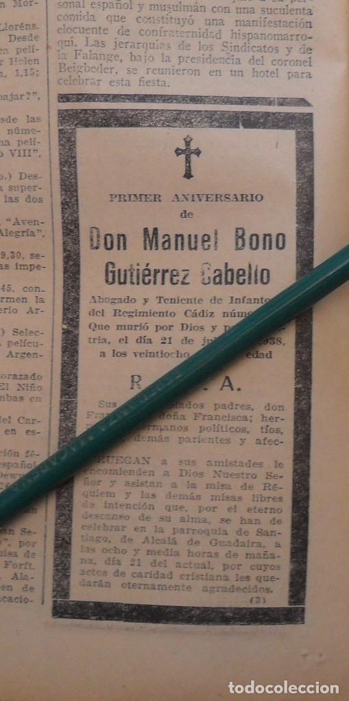 Military Antiques: GUERRA CIVIL, ESQUELA DE PRENSA , TENIENTE DE INFANTERIA, MISA ALCALA DE GUADAIRA
