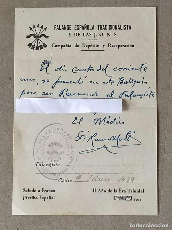 Military Antiques: GUERRA CIVIL. FALANGE ESPA&Ntilde;OLA JONS: COMPA&Ntilde;IA DE DEP&Oacute;SITO Y RECUPERACI&Oacute;N - CADIZ 1939