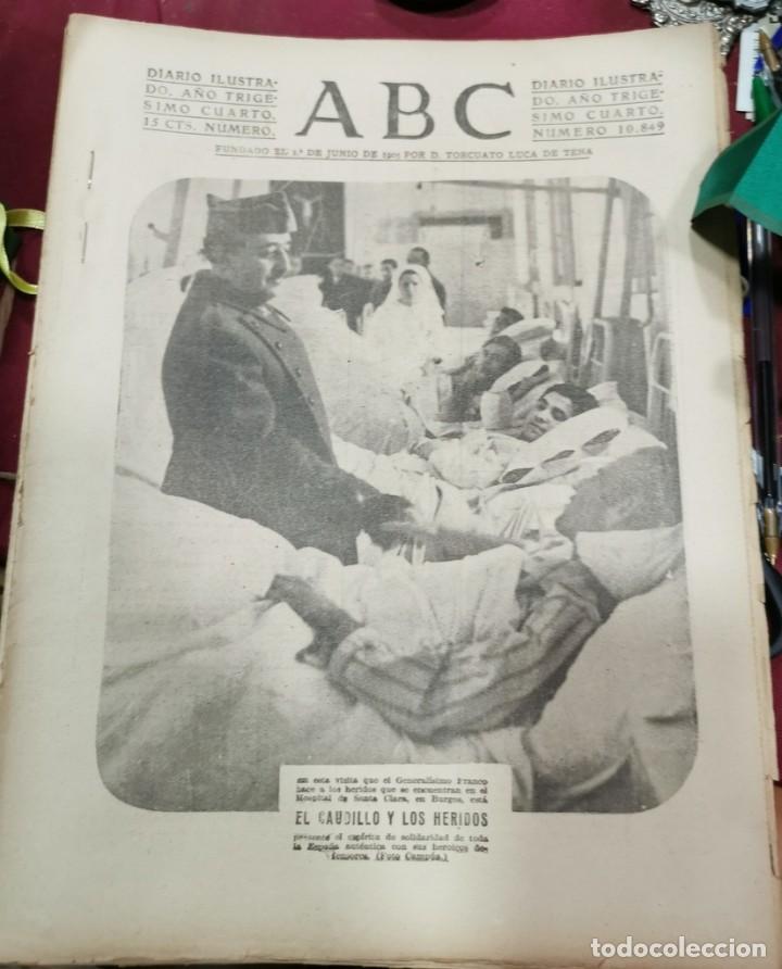 Militaria: ABC 9 DE MARZO DE 1938, 18 PAGINAS, EL CAUDILLO VISITA A LOS HERIDOS, PARTE DE GUERRA