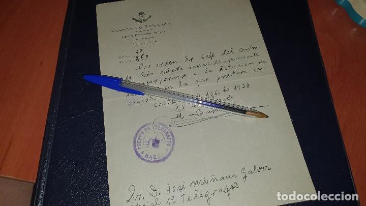 Militaria: Cuerpo telegrafos de baeza, jaen, orden traslado telegrafista a andujar, agosto 1936