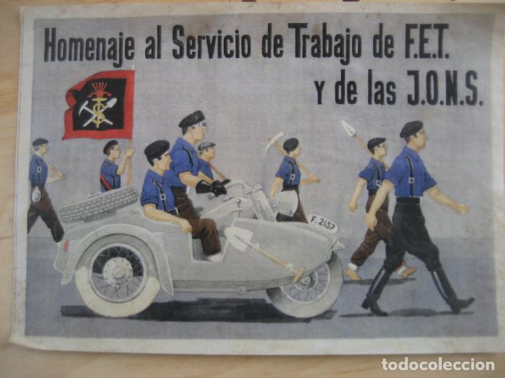 Militaria: Homenaje al Servicio de Trabajo de F.E.T. y de las J.O.N.S. Folleto a una cara