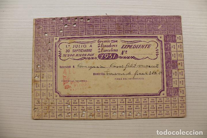 Militaria: PANADER&Iacute;A JUAN DUCH, TORRENTE DE LAS FLORES, 1951, GREMIO PANADEROS DE BARCELONA, RACIONAMIENTO