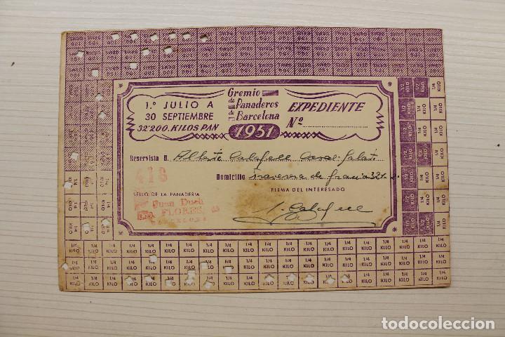Militaria: PANADER&Iacute;A JUAN DUCH, TORRENTE DE LAS FLORES, 1951, GREMIO PANADEROS DE BARCELONA, RACIONAMIENTO