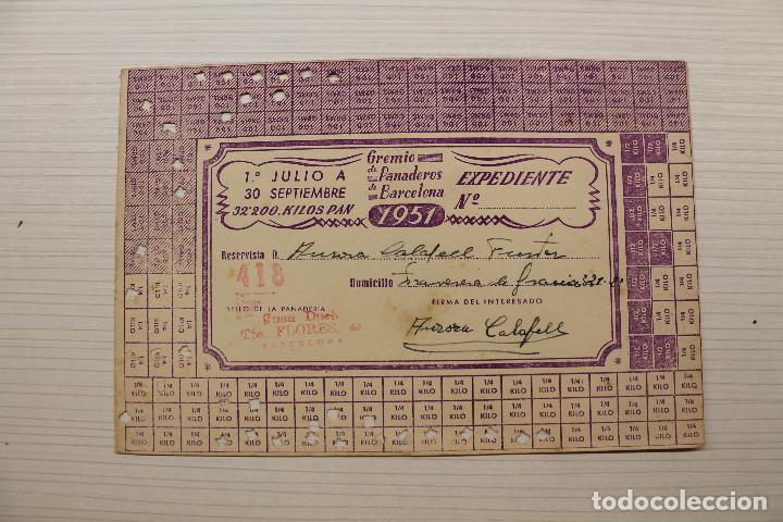 Military Antiques: PANADER&Iacute;A JUAN DUCH, TORRENTE DE LAS FLORES, 1951, GREMIO PANADEROS DE BARCELONA, RACIONAMIENTO