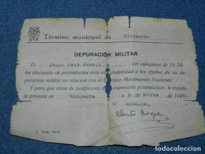 Military Antiques: (ALB4) GUERRA CIVIL - DEPURACION MILITAR RIUDAURA 1940 GERONA, GLORIOSO MOVIMENTO NACIONAL