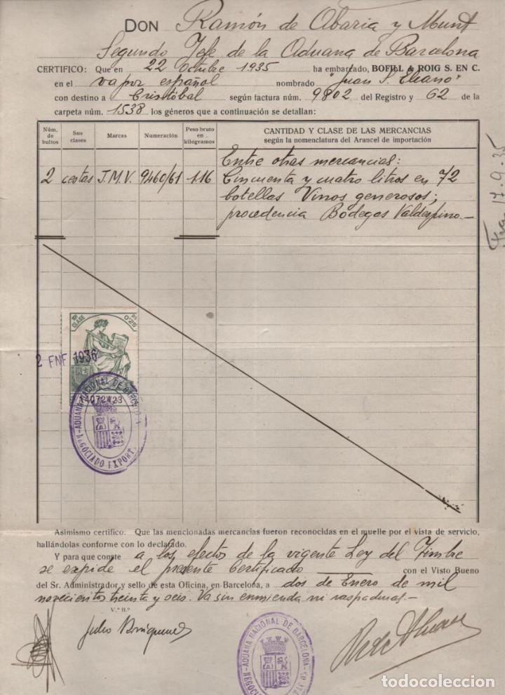 Military Antiques: BARCELONA,- ADUANA NACIONAL- ENERO 1936.- VAPOR ESPA&Ntilde;OL- VER FOTO