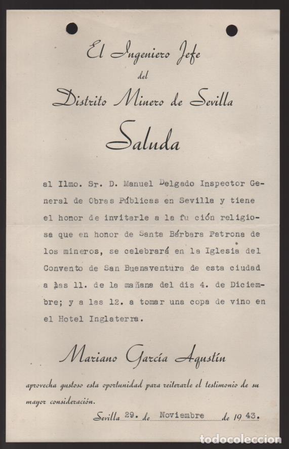 Militaria: SEVILLA.- SALUDA-- EL INGINIERO JEFE DEL DISTRITO MINERO- VER FOTO