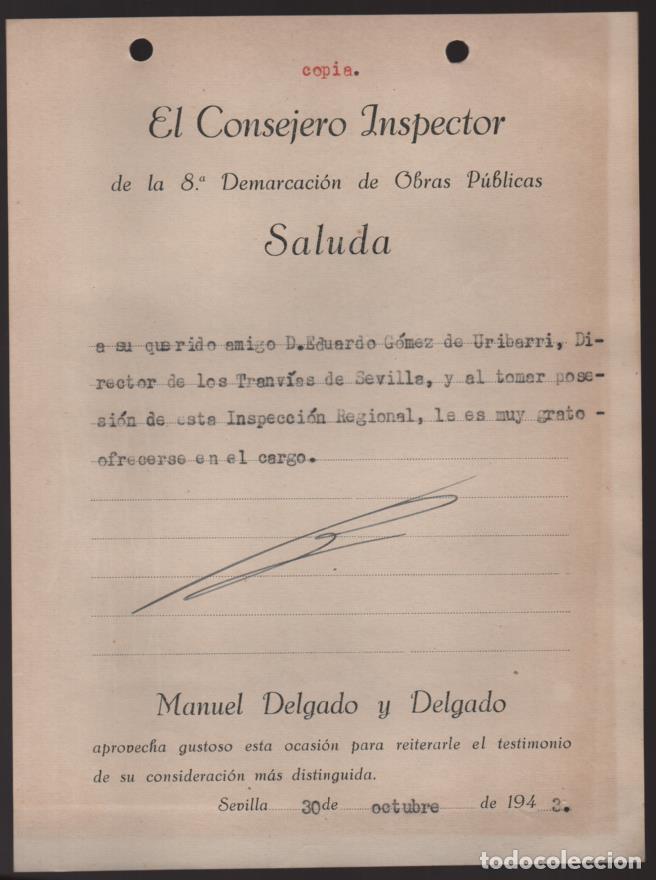 Militaria: SEVILLA.- SALUDA-- EL CONSEJERO INSPECTOR OBRAS PUBLICAS- VER FOTO