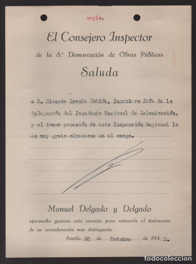 Militaria: SEVILLA.- SALUDA-- EL CONSEJERO INSPECTOR OBRAS PUBLICA.- VER FOTO