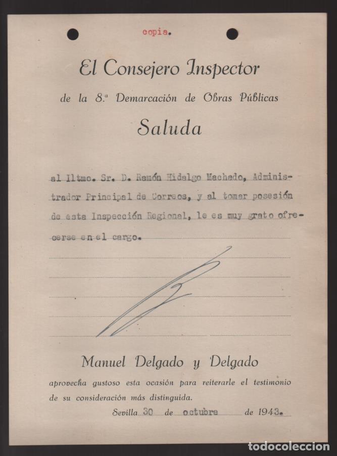 Militaria: SEVILLA.- SALUDA-- EL CONSEJERO INSPECTOR OBRAS PUBLICAS- VER FOTO