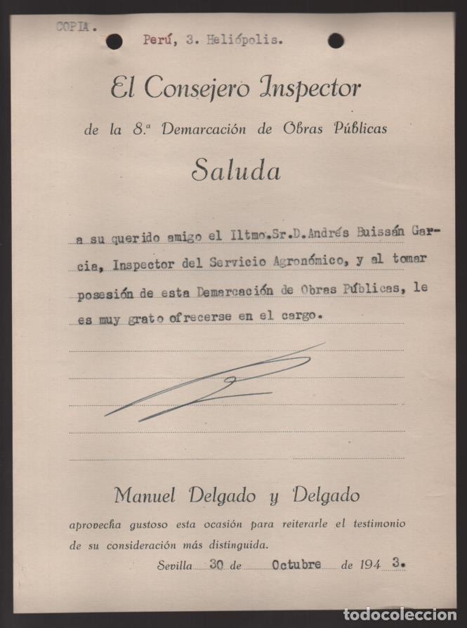 Militaria: SEVILLA.- SALUDA-- EL CONSEJERO INSPECTOR OBRAS PUBLICAS- VER FOTO