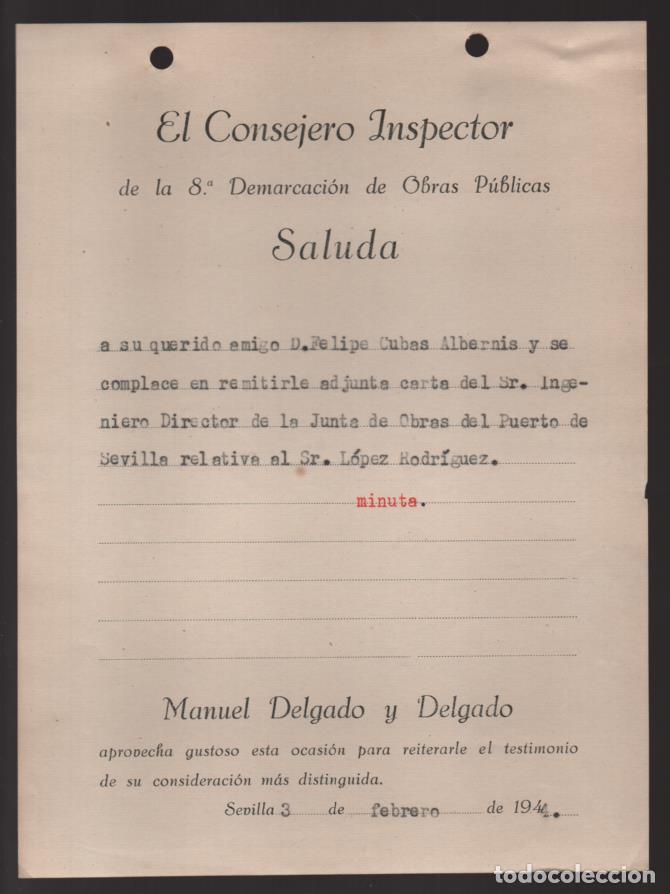 Militaria: SEVILLA.- SALUDA-- EL CONSEJERO INSPECTOR OBRAS PUBLICAS- VER FOTO