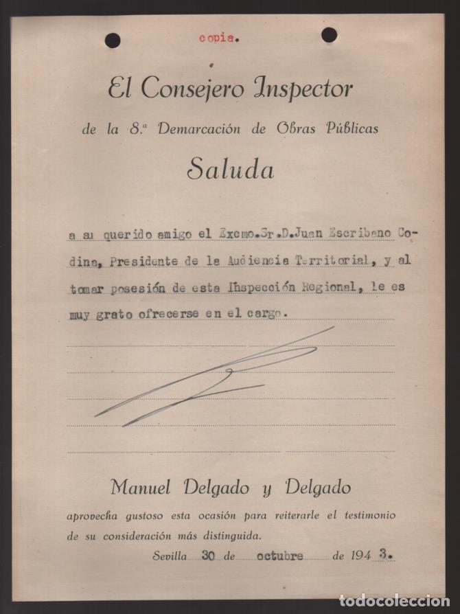 Militaria: SEVILLA.- SALUDA-- EL CONSEJERO INSPECTOR OBRAS PUBLICAS- VER FOTO