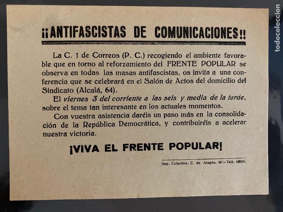 Military Antiques: Pasqu&iacute;n original guerra civil. Viva el frente popular. Antifascistas de comunicaciones