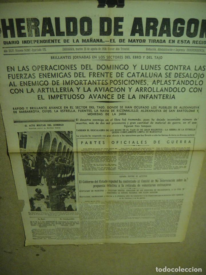 Military Antiques: heraldo de aragon ,hoja suelta de portada - agosto de 1938 - sector del tajo