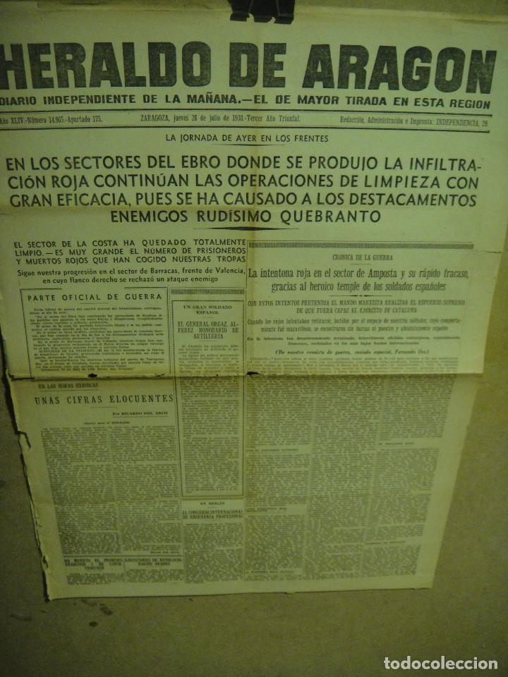 Military Antiques: heraldo de aragon , dos hojas sueltas - julio de 1938 - sector del ebro