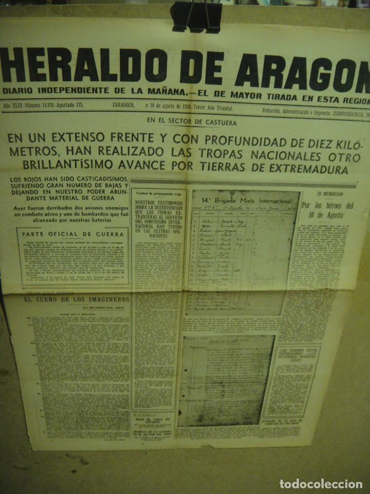 Military Antiques: heraldo de aragon , dos hojas - agosto de 1938 - frente de extremadura