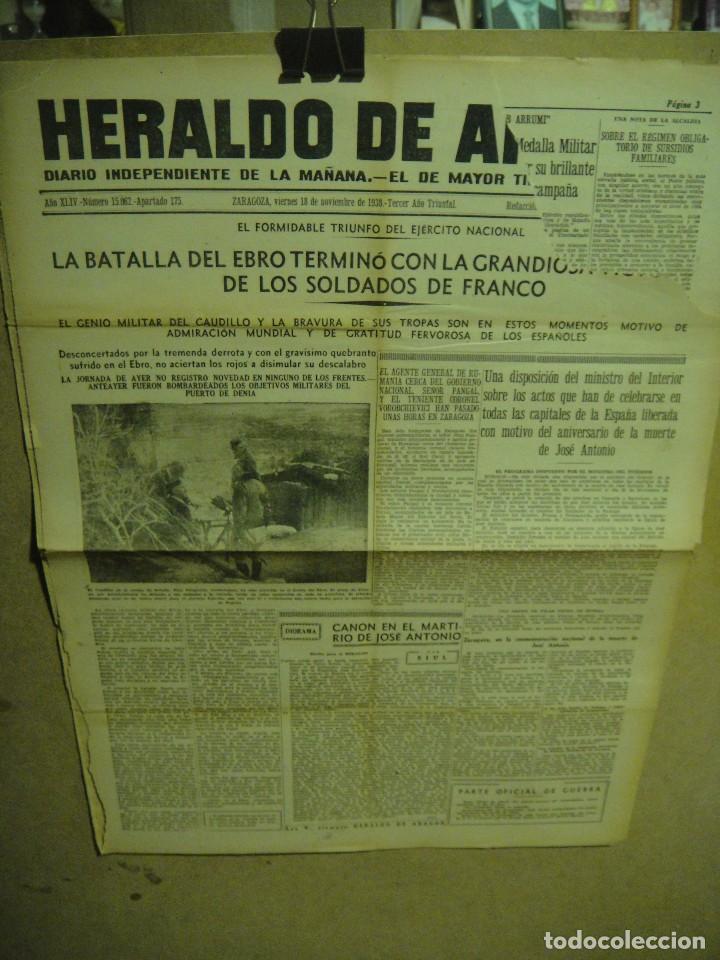 Military Antiques: heraldo de aragon , tres hojas - noviembre de 1938 - fin de la batalla del ebro