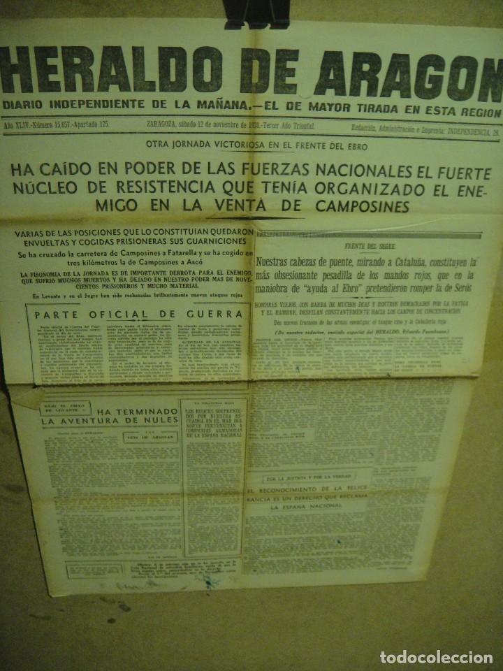 Military Antiques: heraldo de aragon ,tres hojas sueltas - noviembre de 1938 - venta de camposines