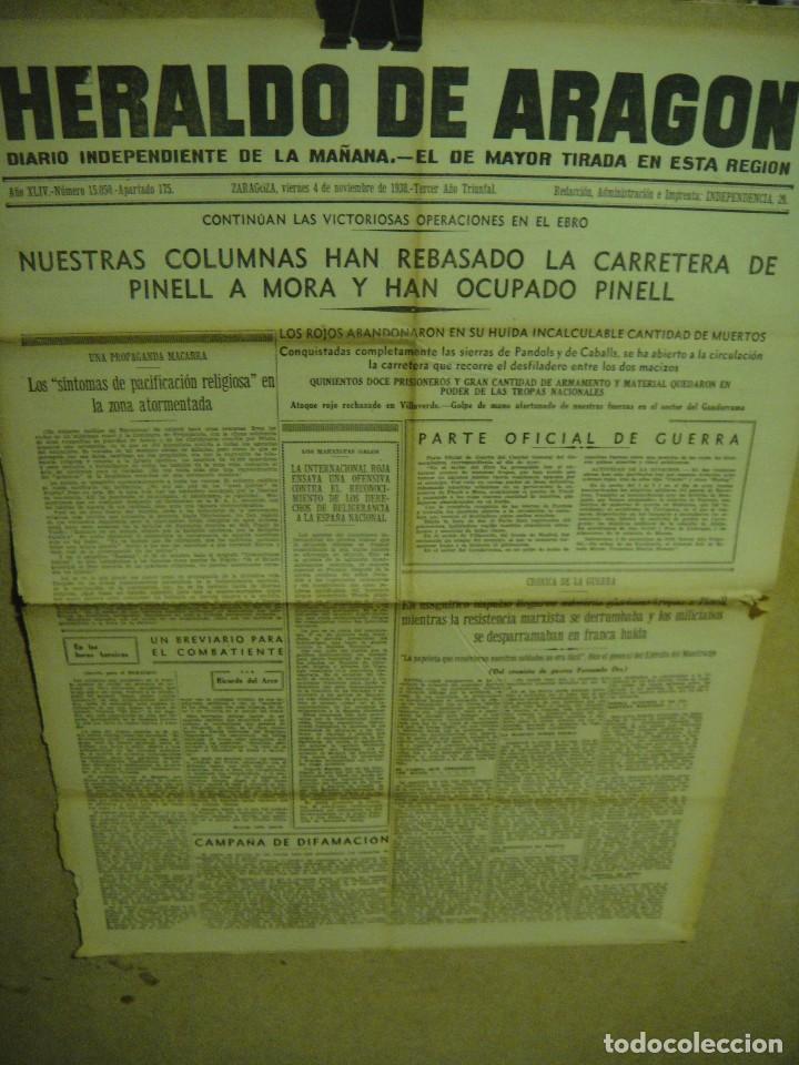 Military Antiques: heraldo de aragon , dos hojas sueltas - noviembre de 1938 - pinell