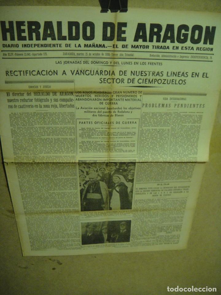 Military Antiques: heraldo de aragon , dos hojas - octubre de 1938 - miravet , director del heraldo liberado