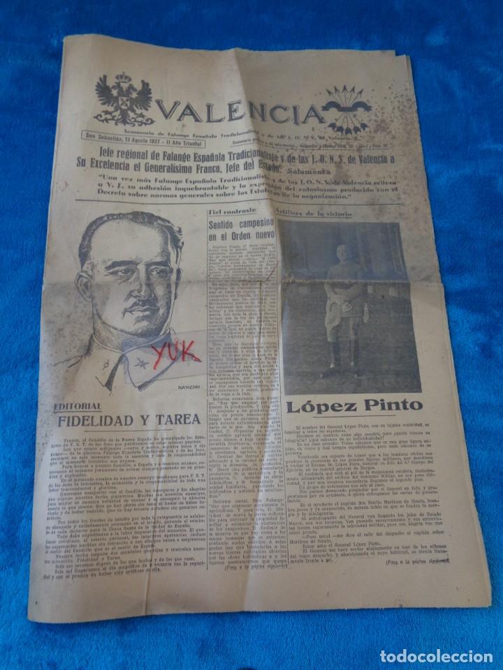 Militaria: 1937 VALENCIA - RARO SEMANARIO 1&ordm; DE LA JUNTA CARLISTA Y LUEGO DE FALANGE DURANTE LA GUERRA CIVIL