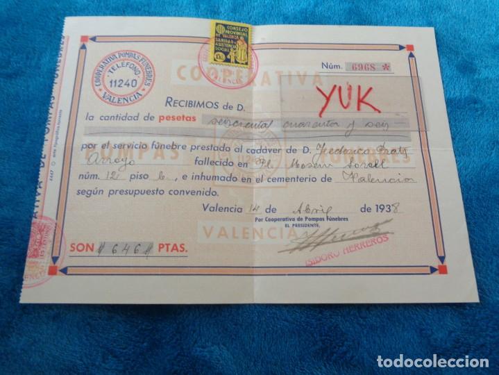 Militaria: FACTURA DE DEFUNCION EN ABRIL DE 1938 CON TIMBRE - ORIGINAL