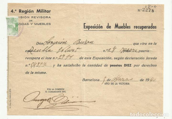 Military Antiques: GOBIERNO MILITAR DE BARCELONA 1940 COMISION REVISORA DE VIVIENDAS Y MUEBLES