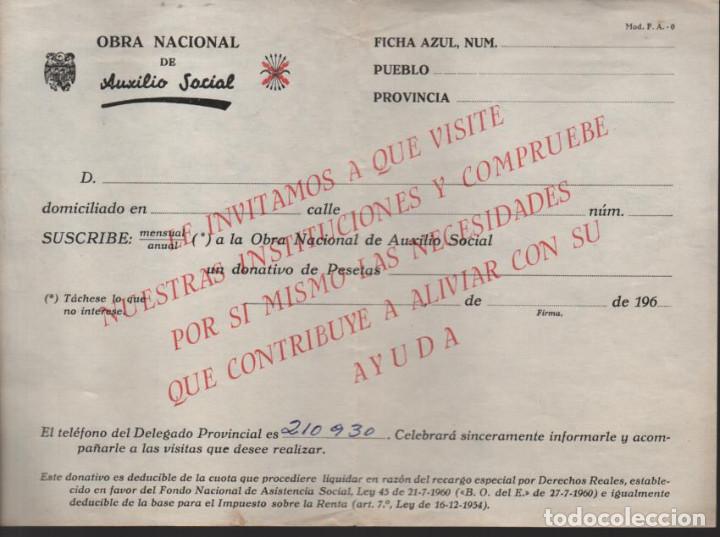 Militaria: OBRA NACIONAL DE AUXILIO SOCIAL.- VISITAS QUE DESEA REALIZAR.- VER FOTO