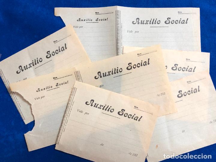 Military Antiques: Lote de 6 Documentos Auxilio Social de Badajoz. Sin usar