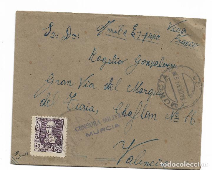 Militaria: Correspondencia censura militar-Murcia 18 abril 1939