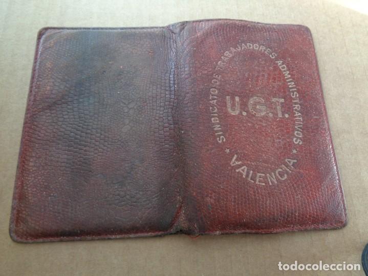 Militaria: CARNET DE LA UGT CON SU CARTERA en piel ORIGINAL, VALENCIA pre guerra civil -JULIO 1936