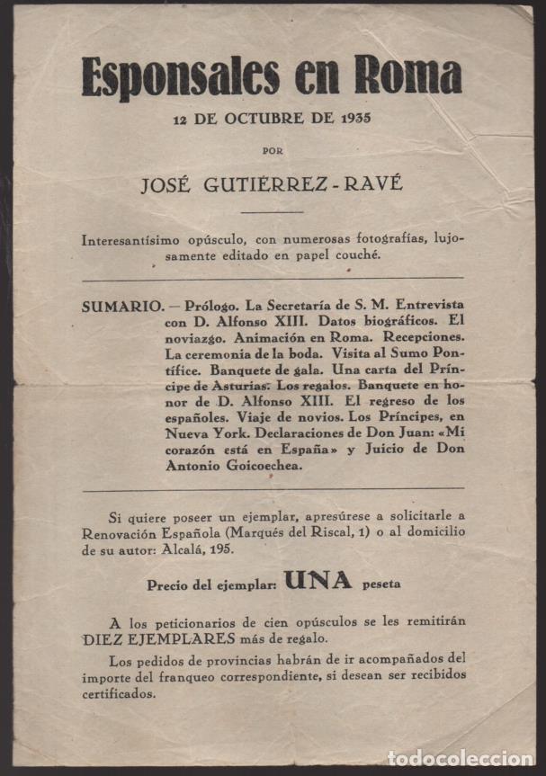 Militaria: RESPONZABLES EN ROMA,- HOJA PUBLICITARIA- INTERESANTISIMO OPUSCULO, MIDE: 21,50 X 14,50 C.M. VER FOT