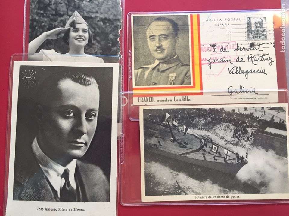 Militaria: Lote postales 1937 Franco y dem&aacute;s, curiosa lectura