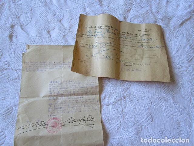 Military Antiques: FONDO PAPEL MONEDA INCAUTADO AL ENEMIGO Y DOCUMENTO GUERRA CIVIL VER FOTOS