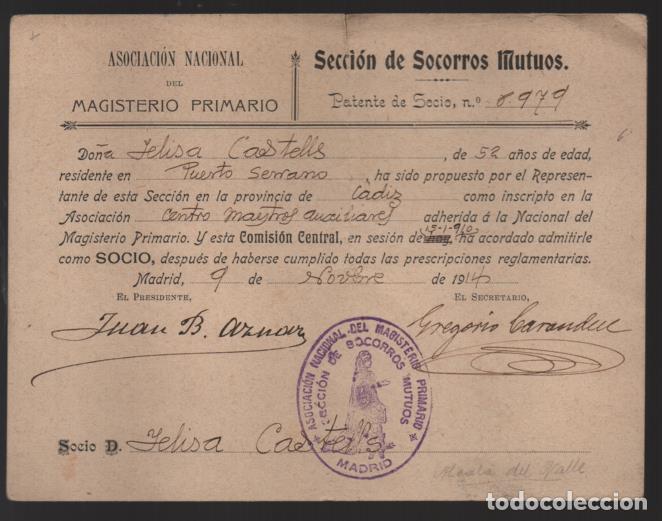 Militaria: MADRID, SECCION DE SOCORROS MUTUOS- MAGISTERIO PRIMARIO.-
