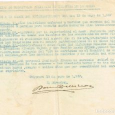 Militaria: 1937 GRUPO DE HOSPITALES MILITARES DE TALAVERA DE LA REINA ORDEN DEL ESTABLECIMIENTO DÍA 18 DEL 5. Lote 225392770