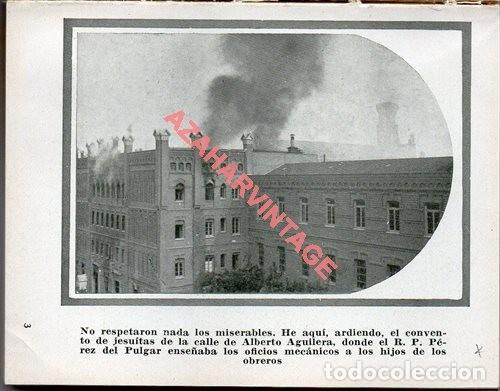Militaria: MADRID, 1936, GUERRA CIVIL, INCENDIO CONVENTO JESUITAS, LAMINA, 12X9 CMS