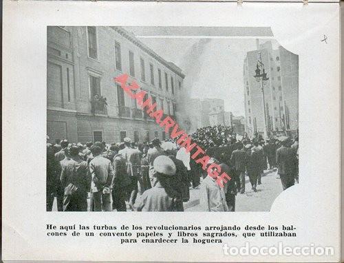 Militaria: MADRID, 1936, GUERRA CIVIL, INCENDIO CONVENTO, LAMINA, 12X9 CMS