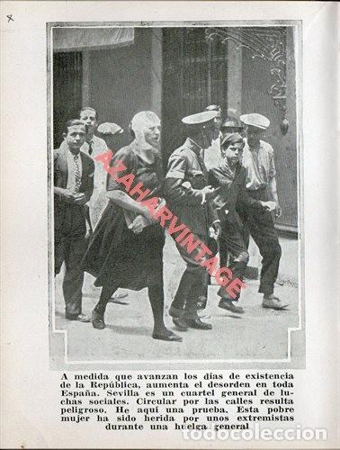 Militaria: SEVILLA, 1936, GUERRA CIVIL, MUJER HERIDA POR EXTREMISTAS, LAMINA, 12X9 CMS