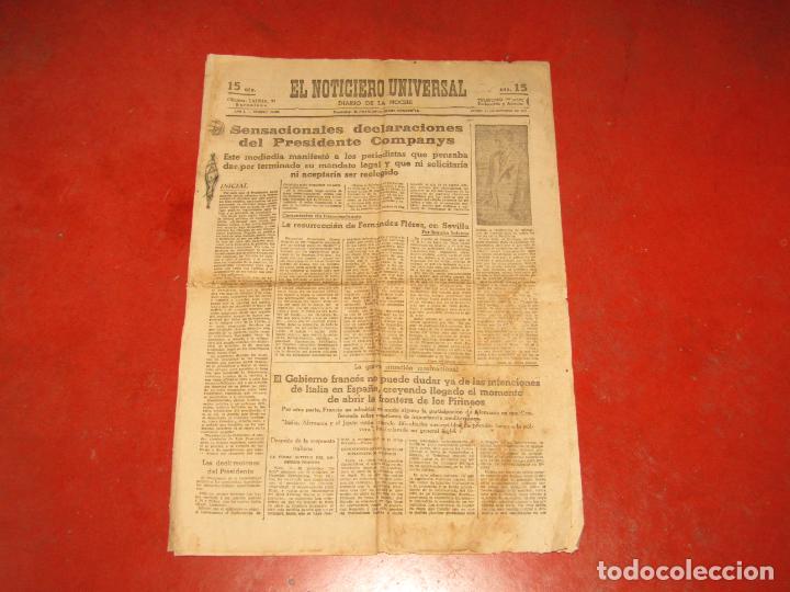 Militaria: Antiguo Peri&oacute;dico EL NOTICIERO UNIVERSAL Diario de la Noche de Guerra Civil - Octubre de 1937