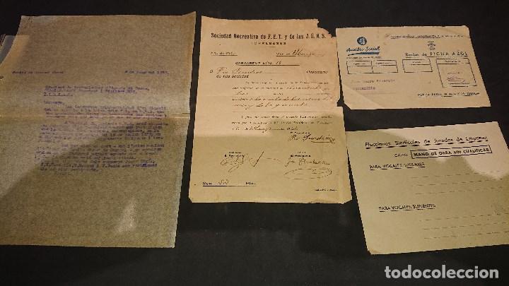 Militaria: LOTE DE DOCUMENTOS FALANGE , ELECCIONES SINDICALES FET ETC . LEER DESCRIPCION