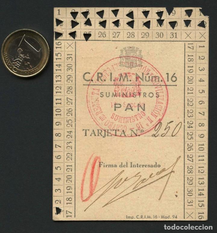Militaria: GUERRA CIVIL, TARJETA DE SUMINISTROS, EJ&Eacute;RCITO POPULAR, C.R.I. y M. N&ordm; 16, 1938