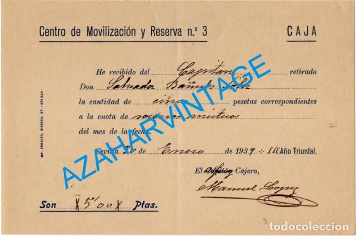 Militaria: SEVILLA, 1939, GUERRA CIVIL. PAGO CUOTA SOCORROS MUTUOS