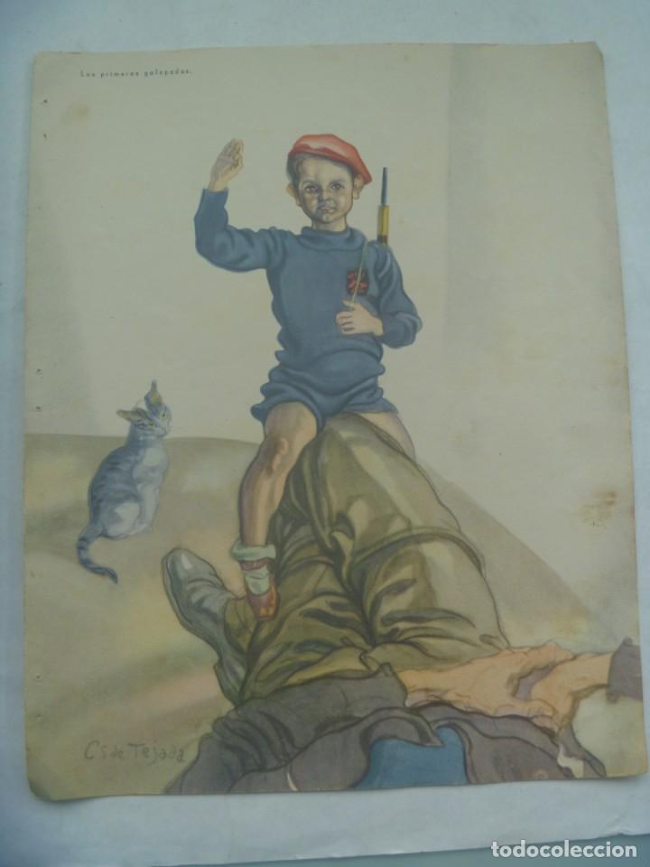 Military Antiques: GUERRA CIVIL - FALANGE : LAMINA DE SAENZ DE TEJADA , LAS PRIMERAS GALOPADAS