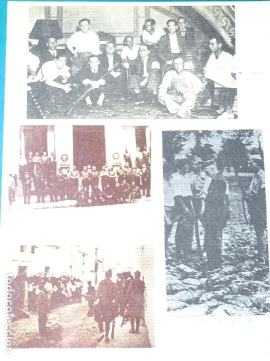 Militaria: 4 FOTOS FOTOGRAF&Iacute;AS DE M&Aacute;LAGA. RECORTES PERI&Oacute;DICOS A&Ntilde;OS 40. MILICIANOS FALANGISTAS PIQUETE GUINEA