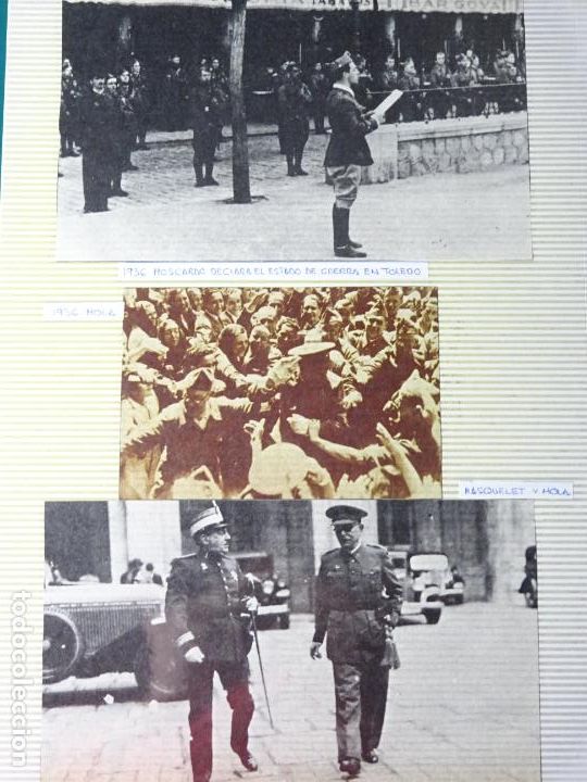 Militaria: 3 FOTOS FOTOGRAF&Iacute;AS DE M&Aacute;LAGA. RECORTES PERI&Oacute;DICOS A&Ntilde;OS 30 40. 1936 MOSCARD&Oacute; TOLEDO, MOLA, MASQUELET