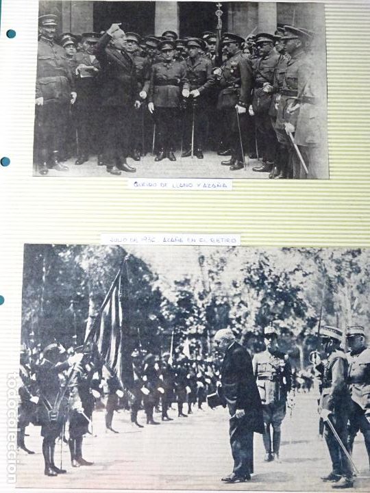 Militaria: 2 FOTOS FOTOGRAF&Iacute;AS DE M&Aacute;LAGA. RECORTES PERI&Oacute;DICOS A&Ntilde;OS 30 40. 1936 QUEIPO DE LLANO, AZA&Ntilde;A