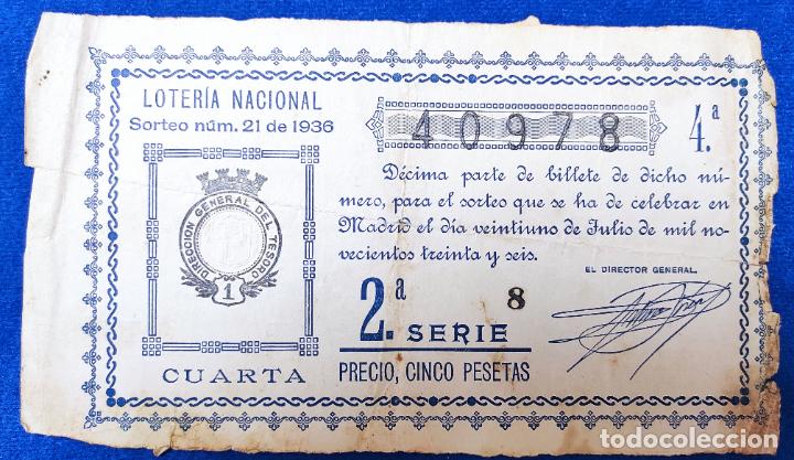 Militaria: Loter&iacute;a Nacional Sorteo 21 de Julio de 1936